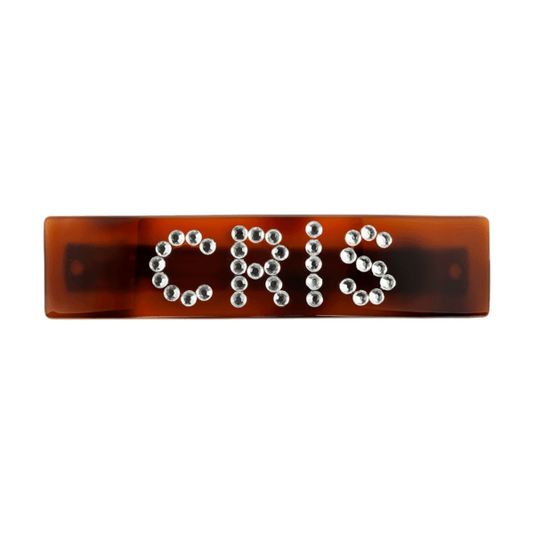 Pasador personalizado piedras strass concha oscura