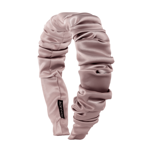 Diadema raso rosa arrugada