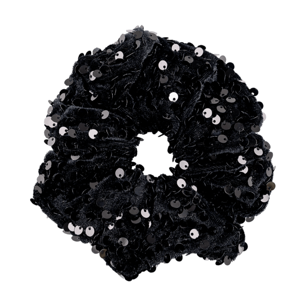 Scrunchie terciopelo negro lentejuelas
