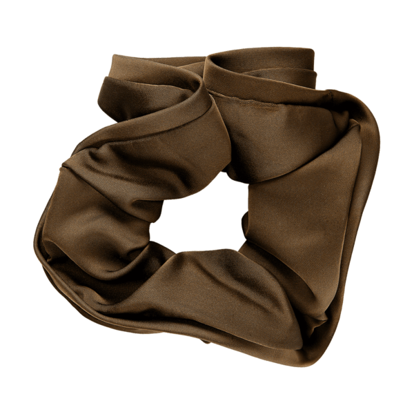 Scrunchie ribeteado marron