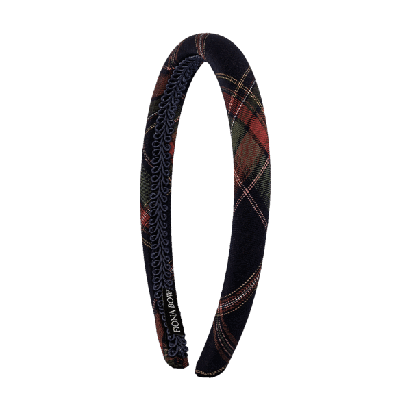Diadema fina tartan azul