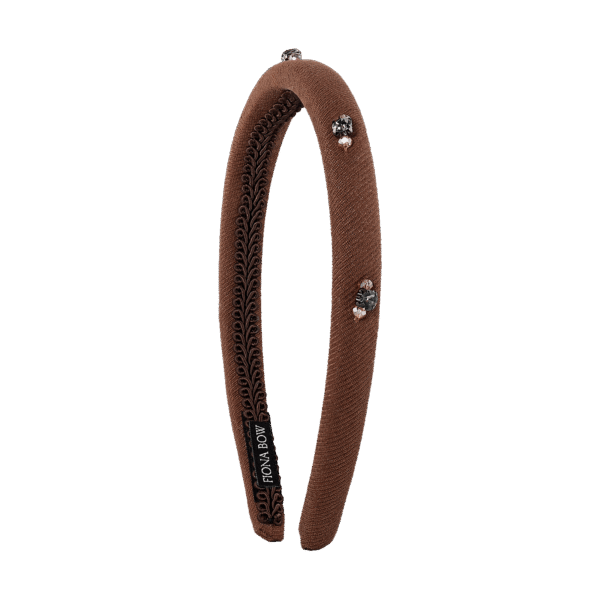 Diadema fina marron piedras